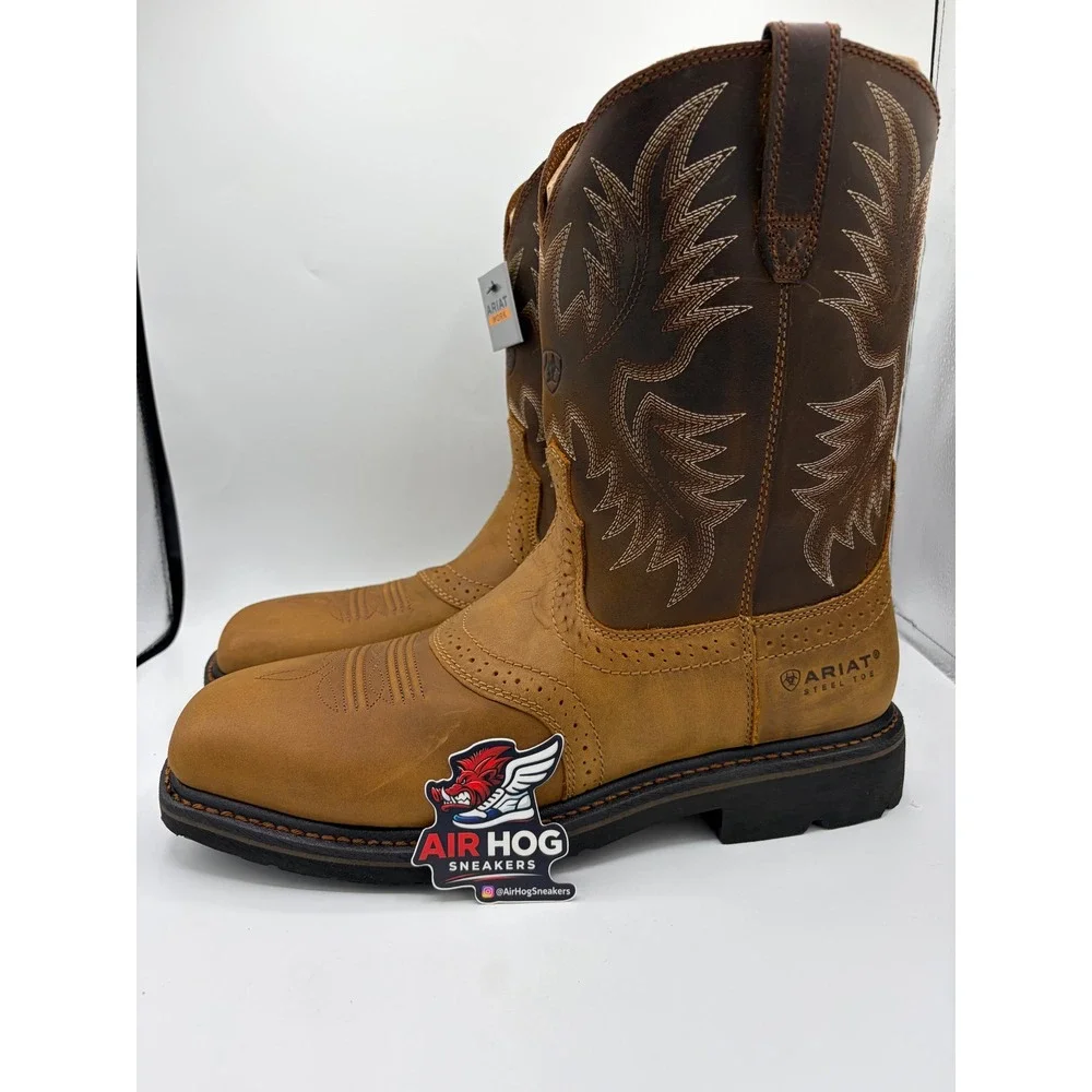 Ariat Sierra Steel Toe Work Boots Aged Bark Square Toe 10010134 Men 11.5 EE wide
